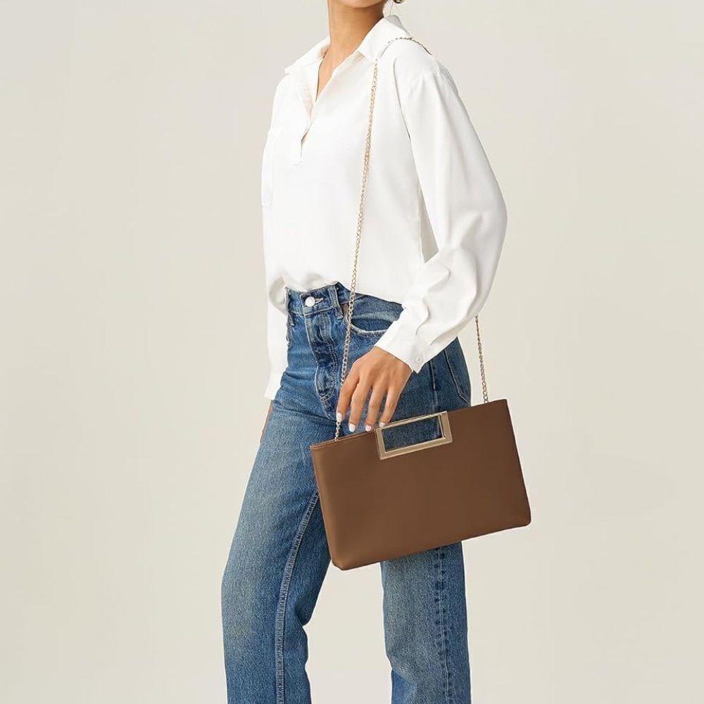 Leather Clutch Purse Evening Handbag